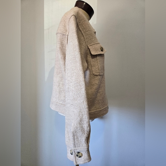 HUNTER 100% Merino Wool Beige Button Up Jacket. Size Medium - Picture 4 of 14